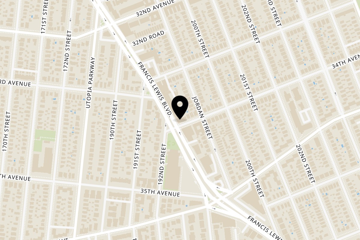 Map showing the location of 57's All American Grill on 33-45 Francis Lewis Blvd in Flushing